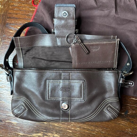 Vintage Coach Y2K Brown Leather Shoulder Bag With Dust Bag - Picture 15 of 15